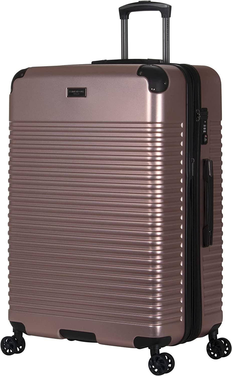 Scott's Corner Hardside Expandable 8-Wheel Spinner TSA Lock Travel Suitcase, KCNY Plaza Rose Gold, 28-inch Checked