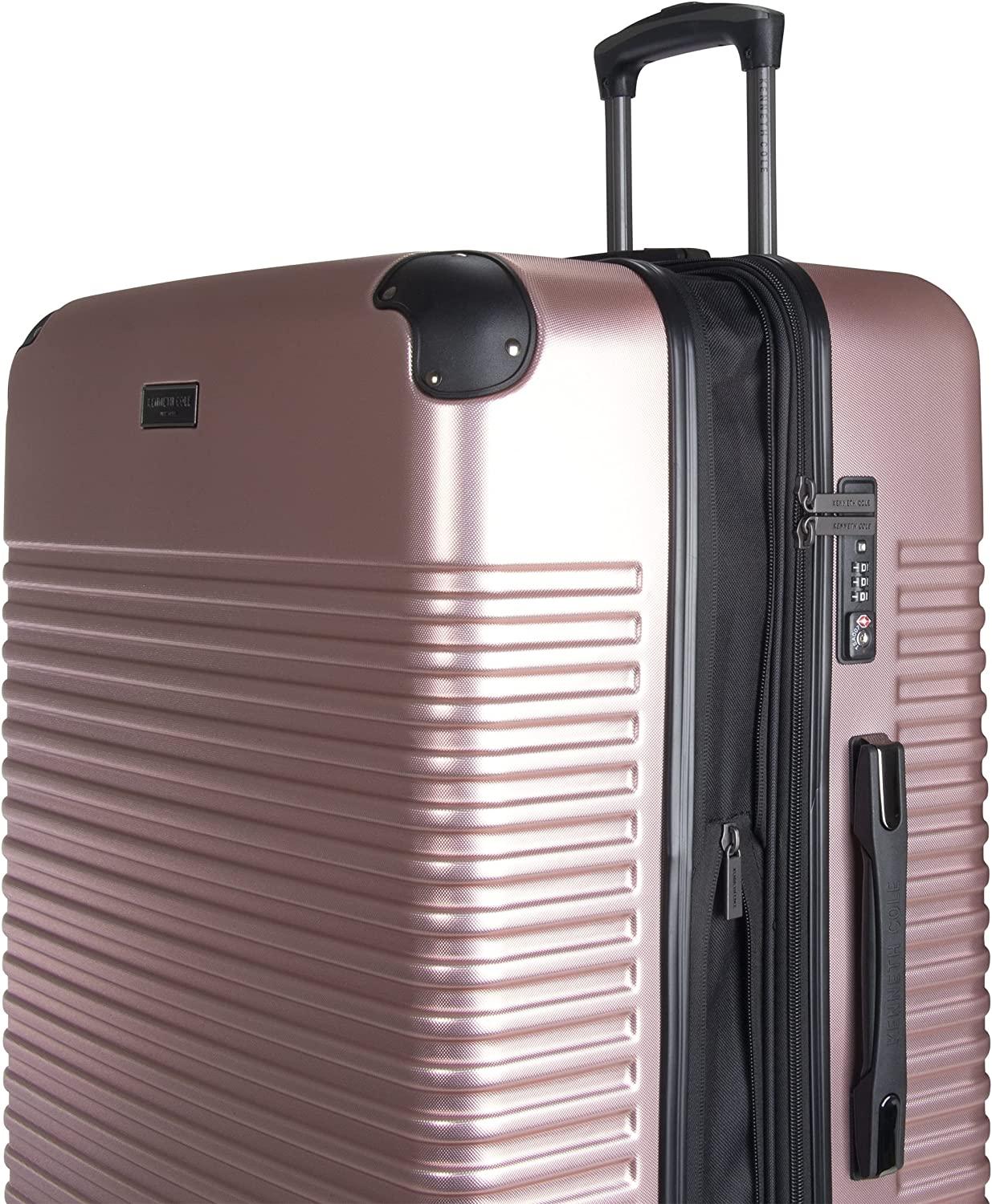 Scott's Corner Hardside Expandable 8-Wheel Spinner TSA Lock Travel Suitcase, KCNY Plaza Rose Gold, 28-inch Checked