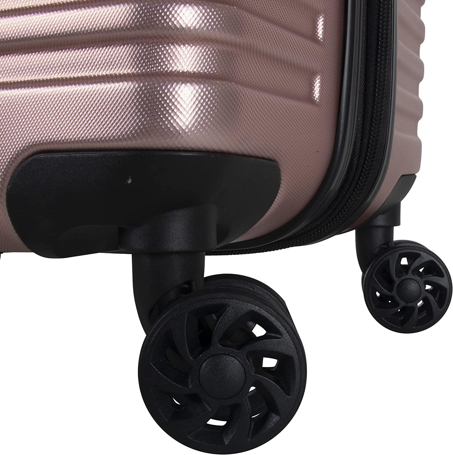 Scott's Corner Hardside Expandable 8-Wheel Spinner TSA Lock Travel Suitcase, KCNY Plaza Rose Gold, 28-inch Checked