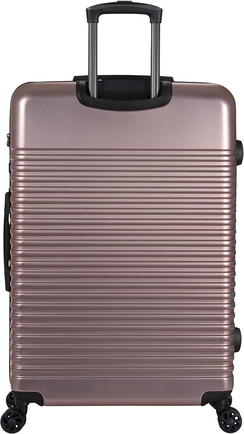 Scott's Corner Hardside Expandable 8-Wheel Spinner TSA Lock Travel Suitcase, KCNY Plaza Rose Gold, 28-inch Checked