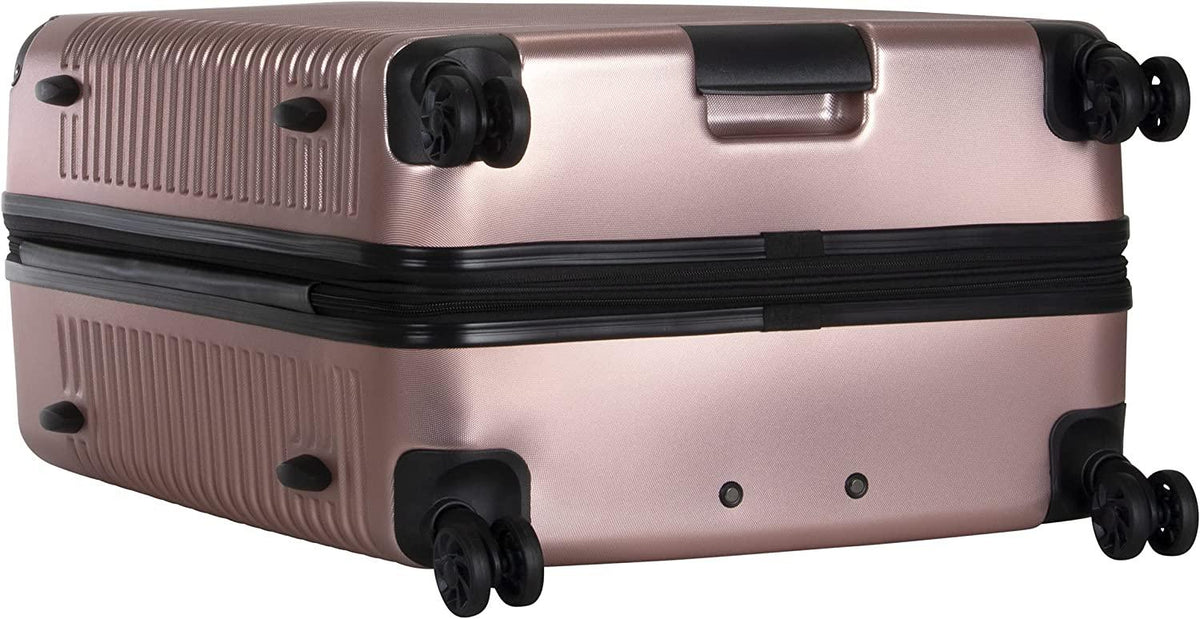 Scott's Corner Hardside Expandable 8-Wheel Spinner TSA Lock Travel Suitcase, KCNY Plaza Rose Gold, 28-inch Checked