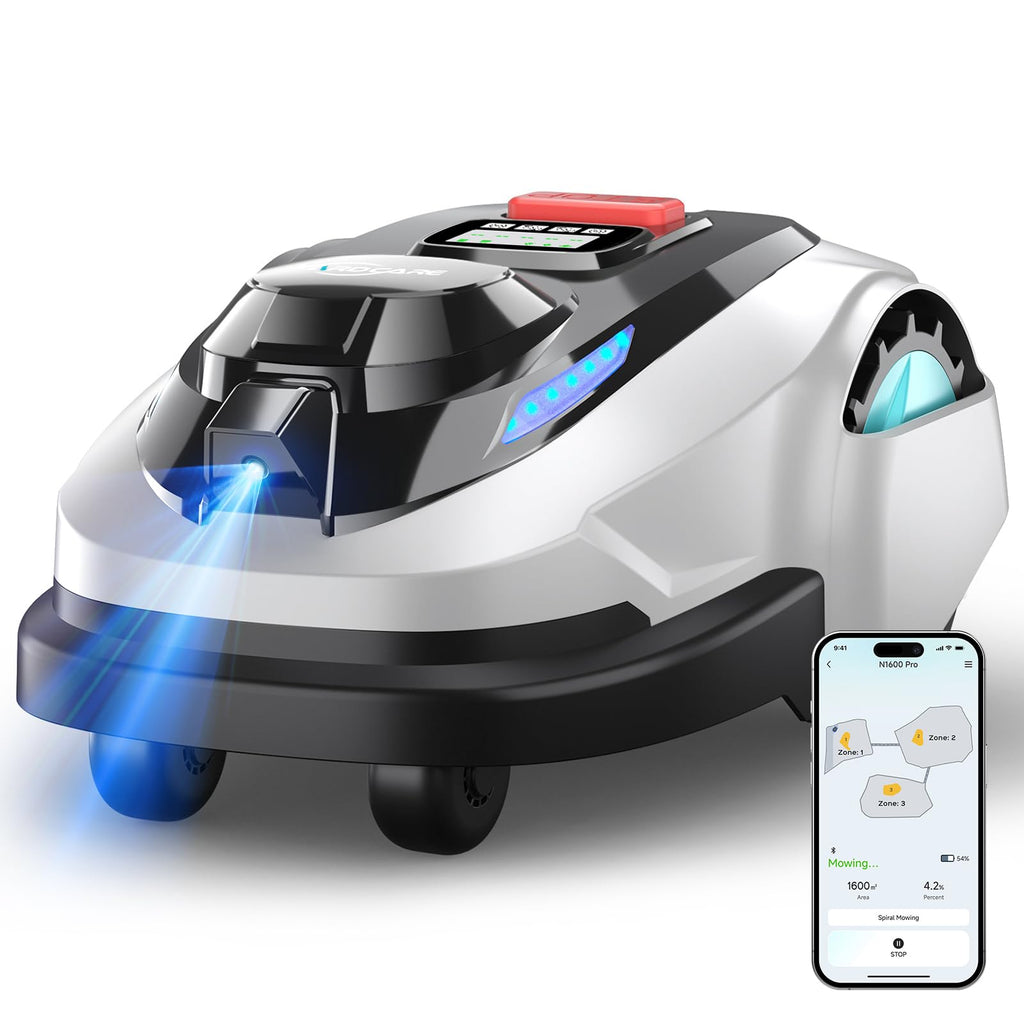 N1600 PRO Wireless Robot Lawn Mower, RTK+Vision Navigation, 0.4 Acre Coverage, APP Smart Control, Multi-Zone Mowing, Ordered Cutting Path, Smart Robot Lawn Mower for Yards