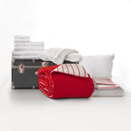 Dawn ColleTraveler Bundle in Red &amp; Stripe, 13-Piece Dorm Room Set, Twin XL Bedding, Cotton Towels &amp; StoraTrunk