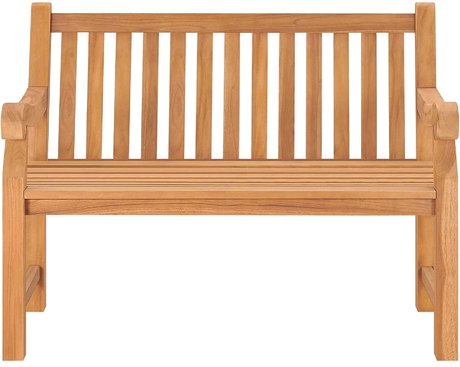 Outdoor Bench, Garden Bench 47.2" Solid Teak Wood