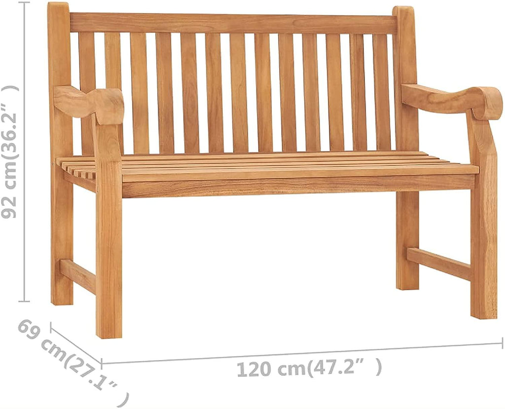 Outdoor Bench, Garden Bench 47.2" Solid Teak Wood