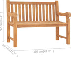 Outdoor Bench, Garden Bench 47.2" Solid Teak Wood