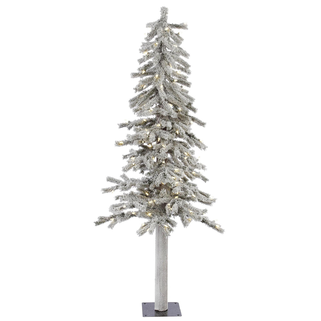 Vickerman Pre-Lit 5' Flocked Alpine Artificial Christmas Tree, LED, Warm White Lights