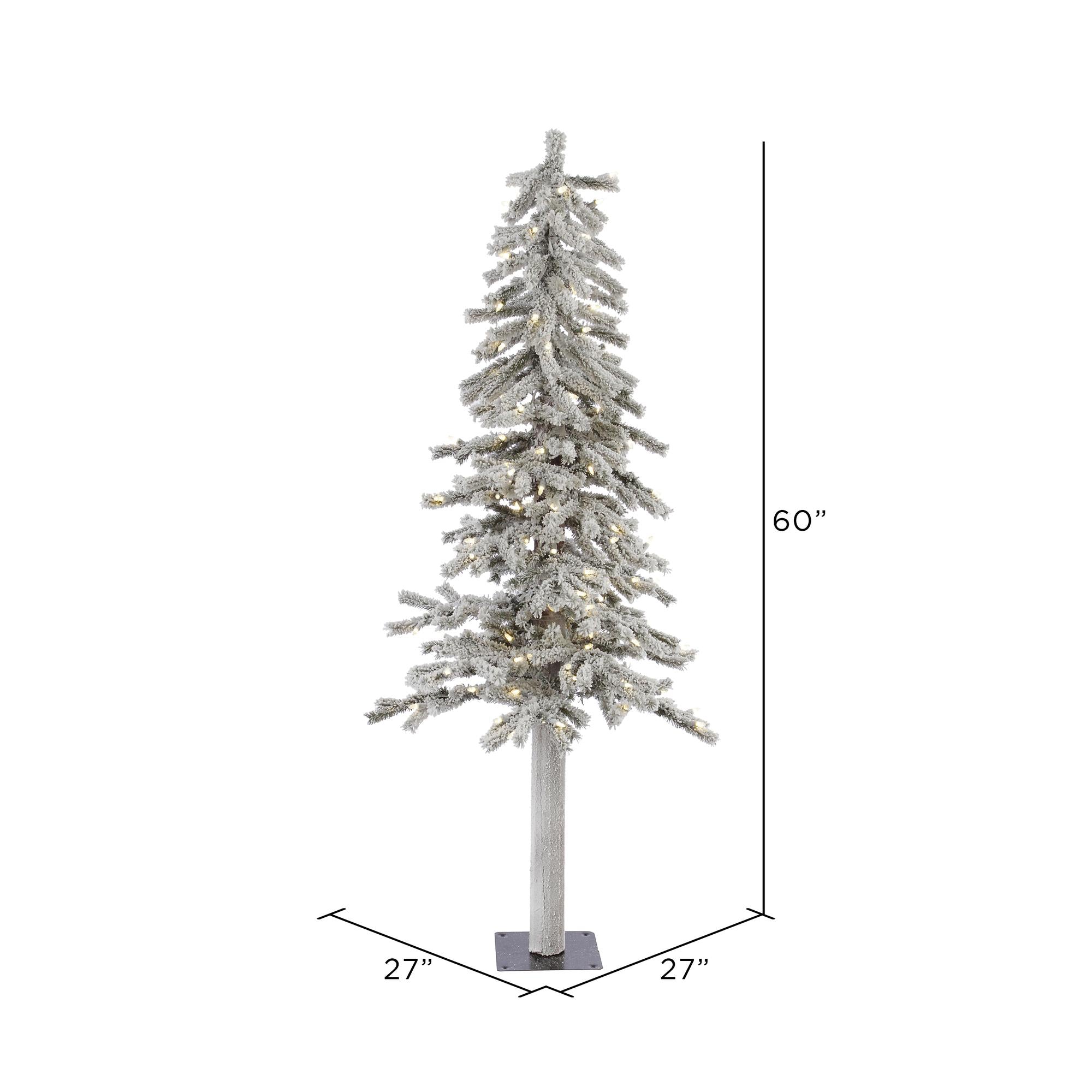 Vickerman Pre-Lit 5' Flocked Alpine Artificial Christmas Tree, LED, Warm White Lights
