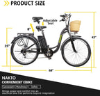 Trekpower Electric Bike 250W Electric Bikes for Adults 26" Ebike for Female City Electric Bicycle with 36V10A Removable Battery