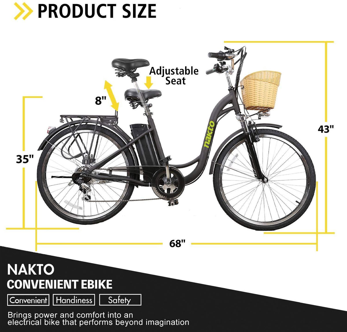 Trekpower Electric Bike 250W Electric Bikes for Adults 26" Ebike for Female City Electric Bicycle with 36V10A Removable Battery