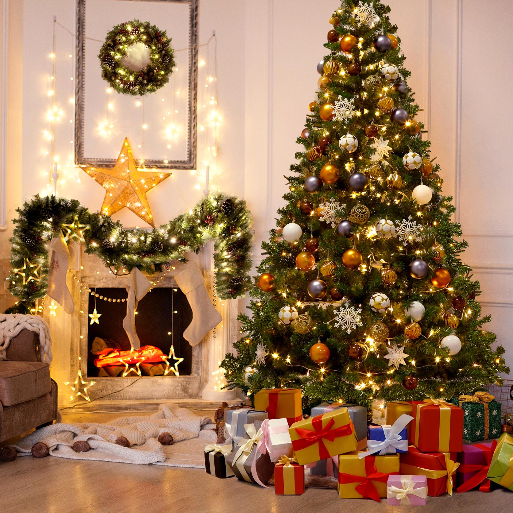 Modstyle Pre-Lit Artificial Christmas Tree with 300 LED 1000 Braches, 6Ft