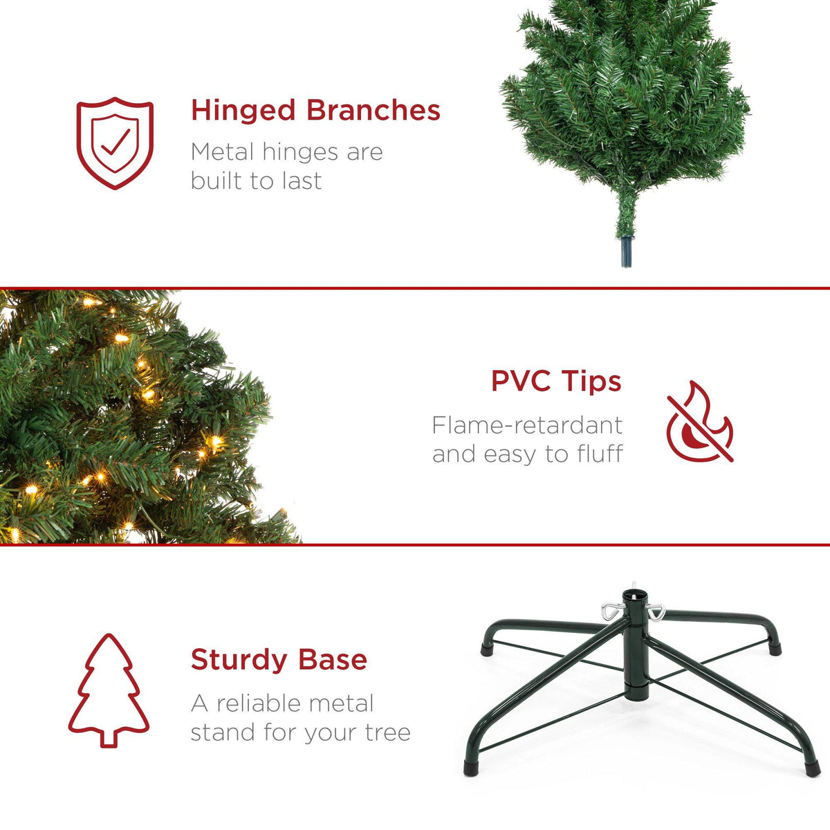 Modstyle Pre-Lit Artificial Christmas Tree with 300 LED 1000 Braches, 6Ft