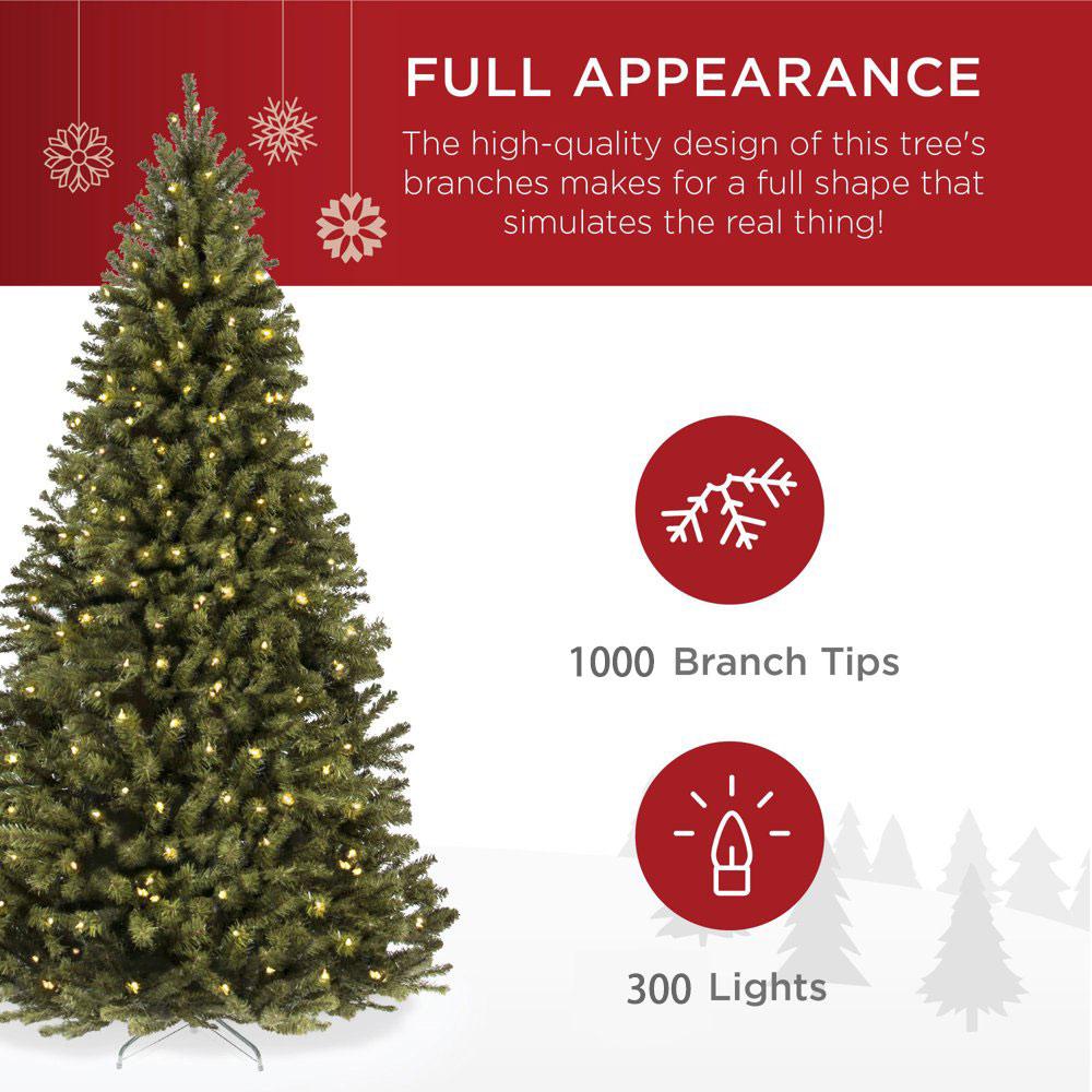 Modstyle Pre-Lit Artificial Christmas Tree with 300 LED 1000 Braches, 6Ft