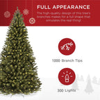 Modstyle Pre-Lit Artificial Christmas Tree with 300 LED 1000 Braches, 6Ft