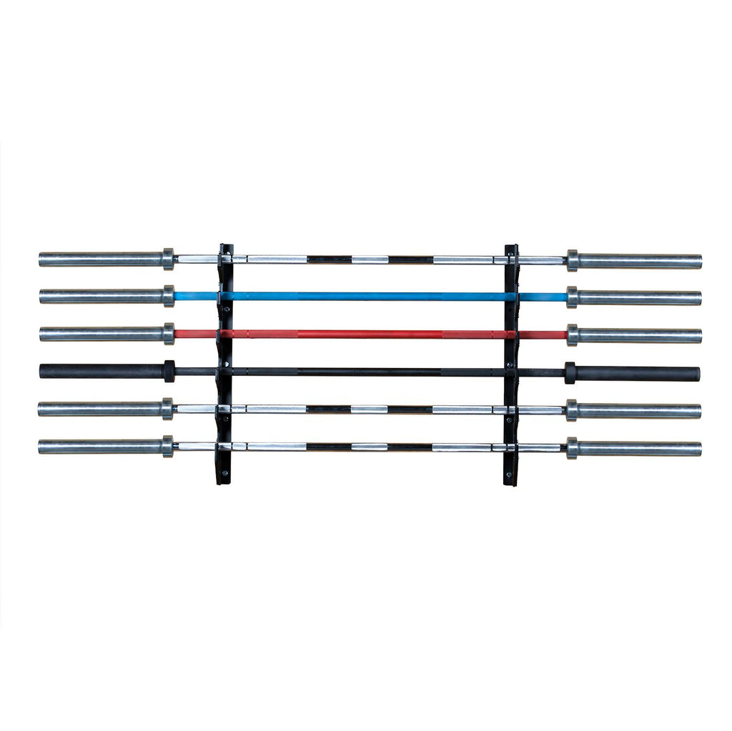 Fitness Steel Horizontal Wall Mounted Barbell Rack V2, 6 Bar Options with UHMQ Protectors, Horizontal Holder, Weight Bar Holder, Barbell Storage