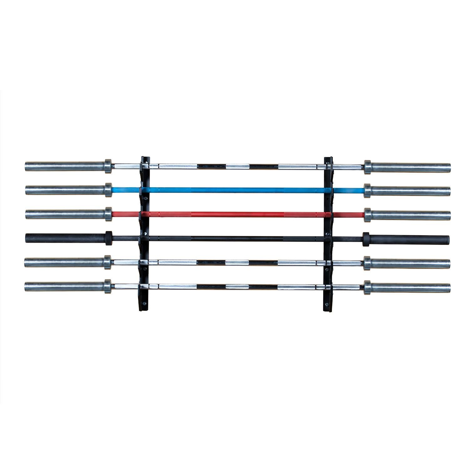 Fitness Steel Horizontal Wall Mounted Barbell Rack V2, 6 Bar Options with UHMQ Protectors, Horizontal Holder, Weight Bar Holder, Barbell Storage