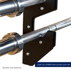 Fitness Steel Horizontal Wall Mounted Barbell Rack V2, 6 Bar Options with UHMQ Protectors, Horizontal Holder, Weight Bar Holder, Barbell Storage