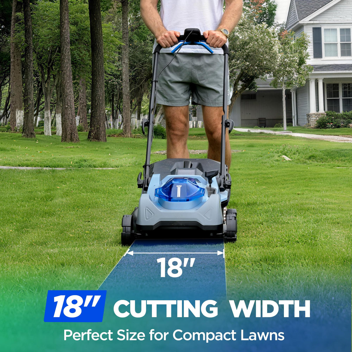 18-Inch Electric Lawn Mower, 40V Brushless Cordless Push Mower with 4.0Ah Battery &amp; Charger, 2-in-1 Mulching/Bagging, 6-Position Height for Small to Medium Yards