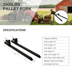 letra 60 inch clamp on pallet forks heavy duty 2000lbs pallet forks for bucket loader tractor skid steer