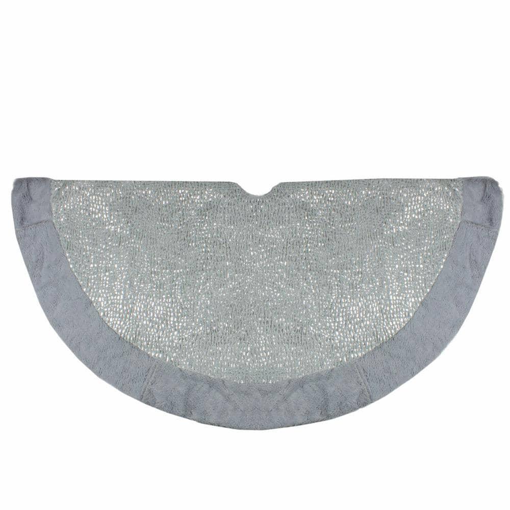 48 in. Gray and Silver Faux Fur Snake Skin Pattern Christmas Tree Skirt