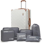 ABS Hardside Carry On Luggage, Suitcase with Double Spinner Wheels,TSA Luggage Locks Airline Approved (White Brown, 28-Inch)