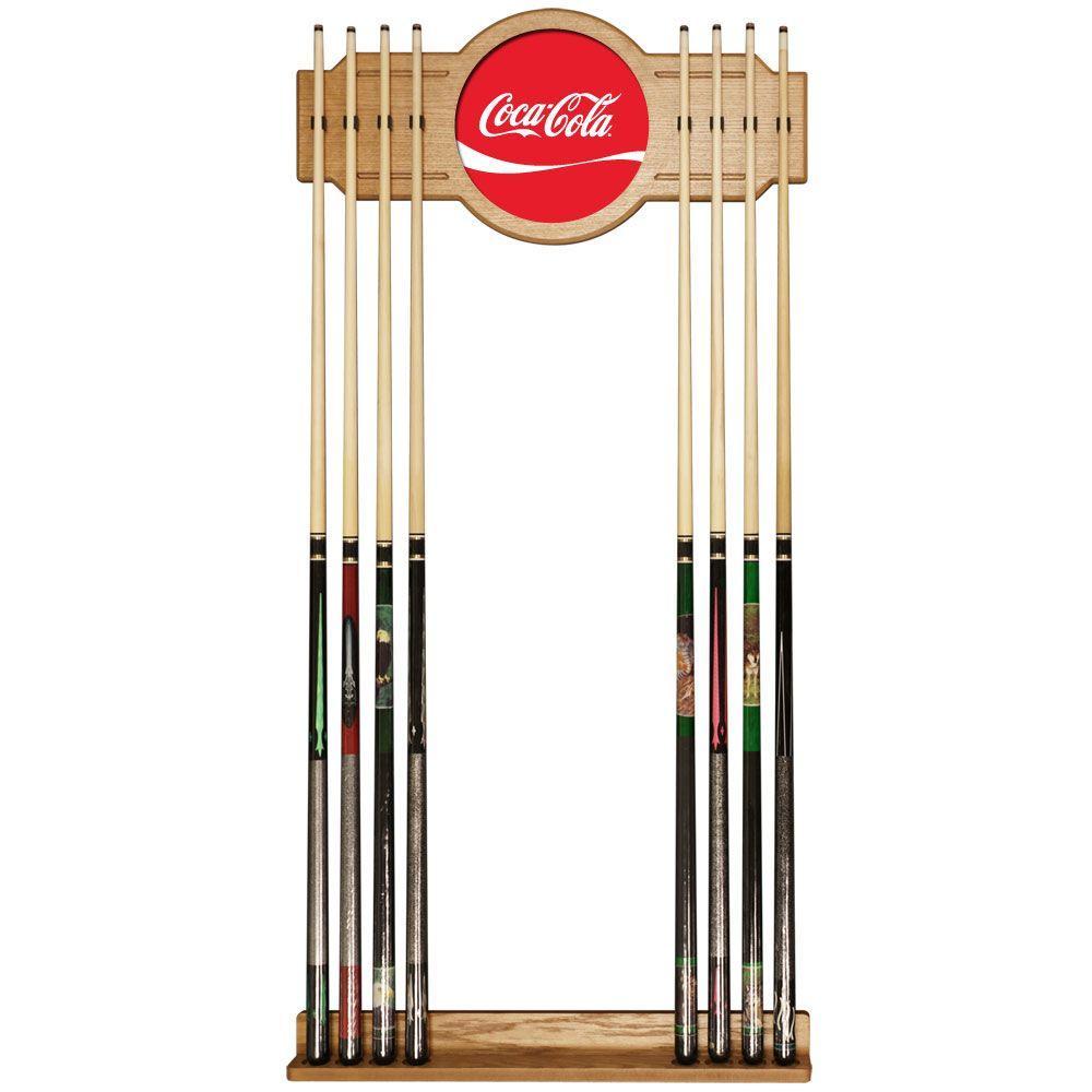 Coke Dynamic Ribbon Device 30 in. Wooden Billiard Cue Rack with Mirror