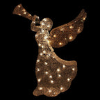 Northlight 46" Silver and Gold Lighted 3-D Glittered Angel Christmas Outdoor Decoration - Clear Lights