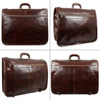 Leather Garment Bag Suit Duffel Slim Carry-on Suitcase Dress Protection Bag Brown – Time Resistance (Brown)