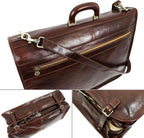 Leather Garment Bag Suit Duffel Slim Carry-on Suitcase Dress Protection Bag Brown – Time Resistance (Brown)