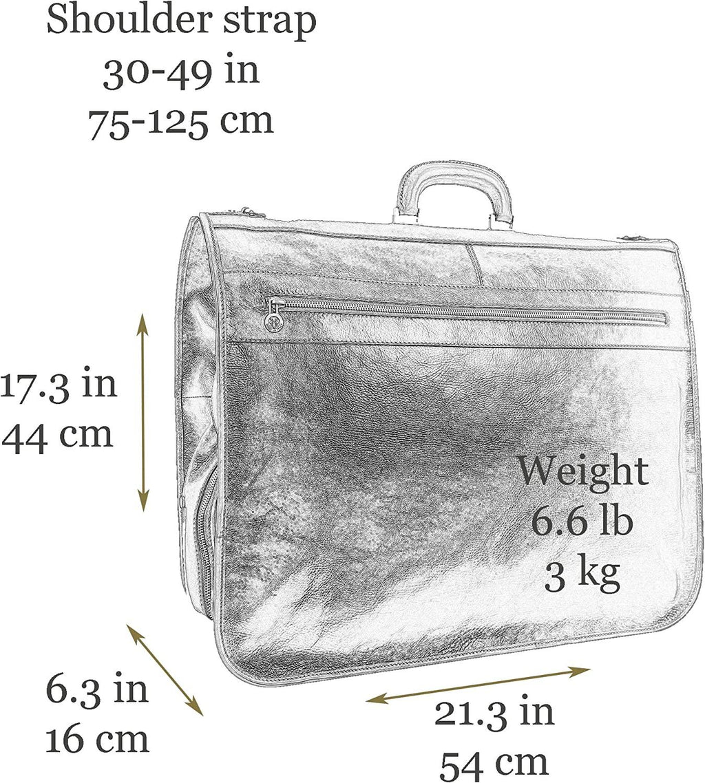 Leather Garment Bag Suit Duffel Slim Carry-on Suitcase Dress Protection Bag Brown – Time Resistance (Brown)