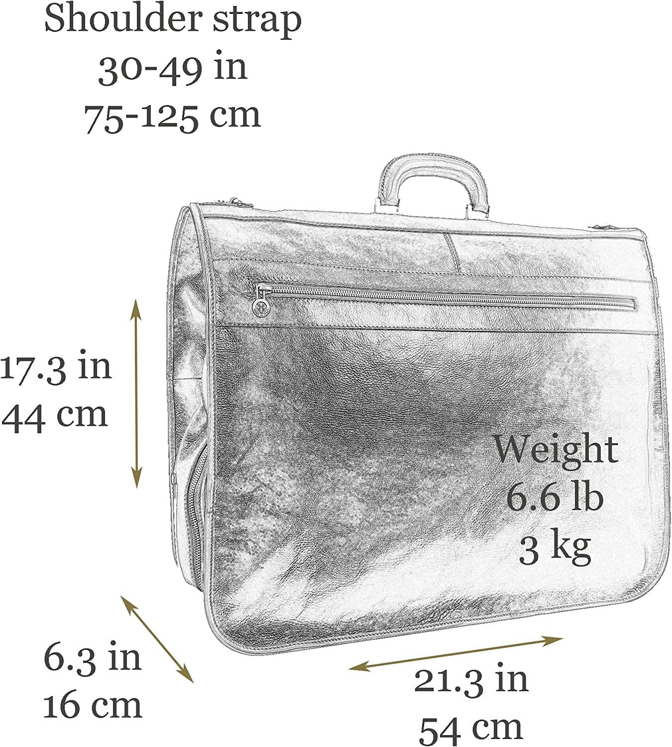 Leather Garment Bag Suit Duffel Slim Carry-on Suitcase Dress Protection Bag Brown – Time Resistance (Brown)