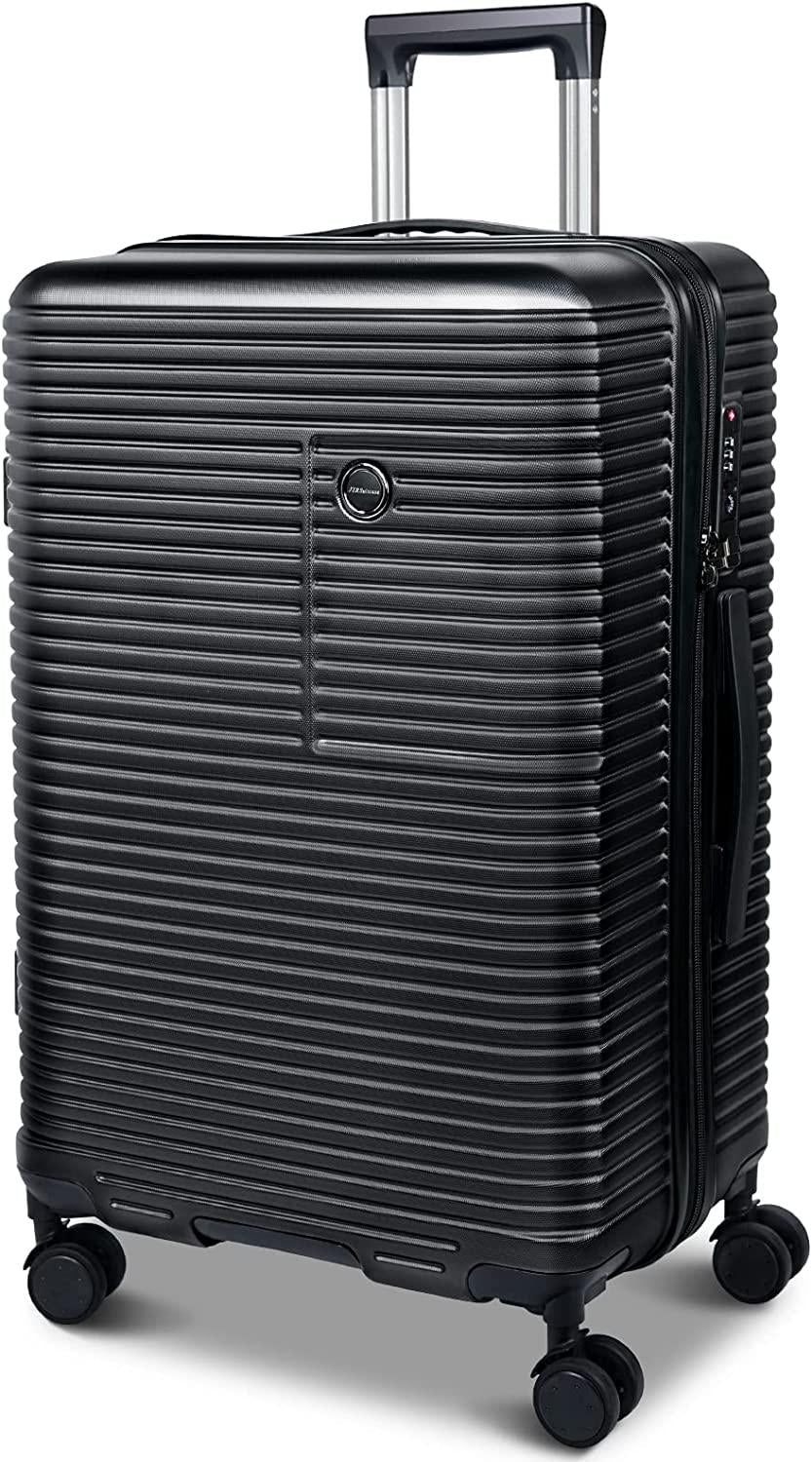 Luggage Expandable(only 28inch) Suitcase PC+ABS Carry On Luggage with Spinner Wheels TSA Lock 20in 24in 28in, Black 28inch, L(28 Inch Expandable Luggage) (JZR0001)
