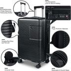 Luggage Expandable(only 28inch) Suitcase PC+ABS Carry On Luggage with Spinner Wheels TSA Lock 20in 24in 28in, Black 28inch, L(28 Inch Expandable Luggage) (JZR0001)