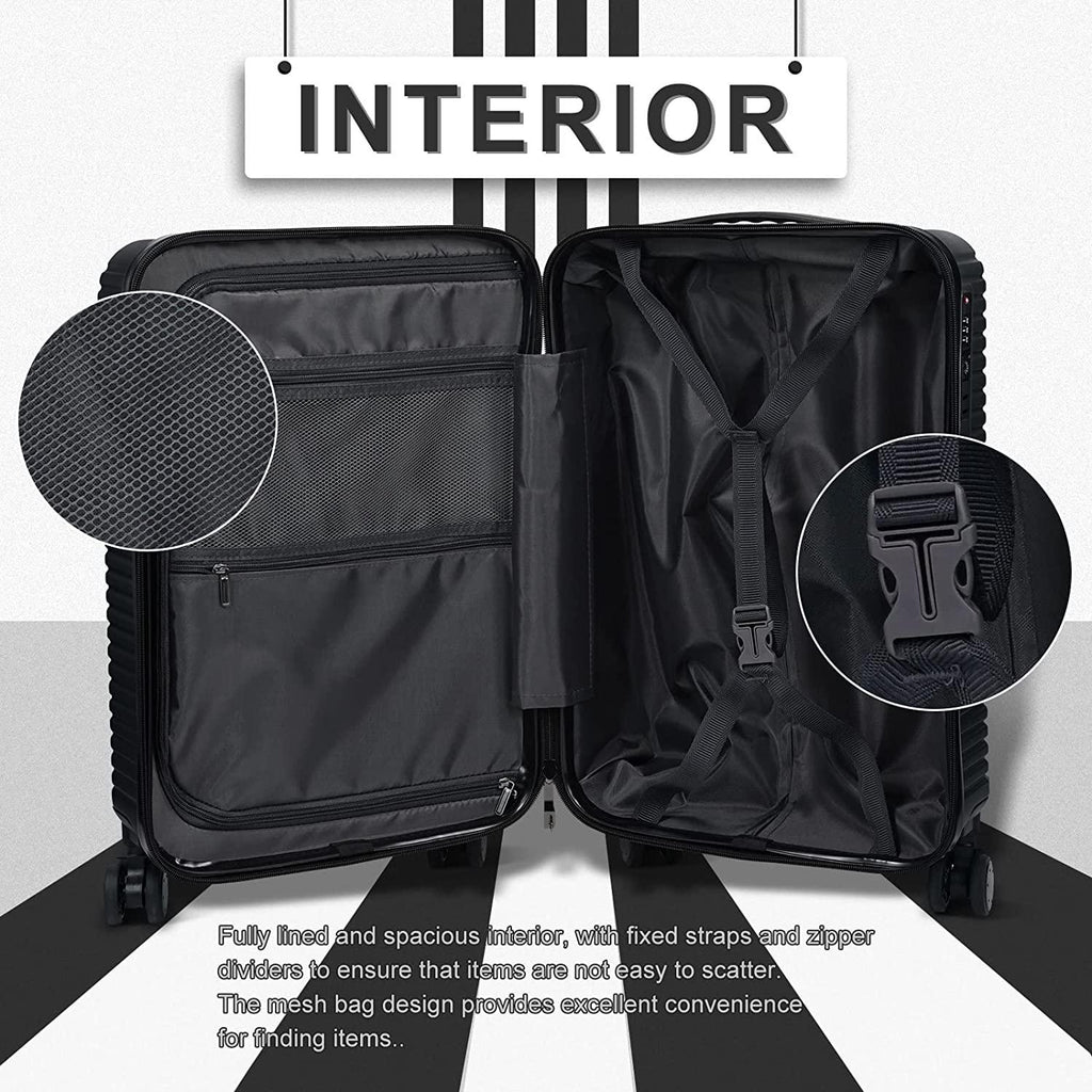 Luggage Expandable(only 28inch) Suitcase PC+ABS Carry On Luggage with Spinner Wheels TSA Lock 20in 24in 28in, Black 28inch, L(28 Inch Expandable Luggage) (JZR0001)