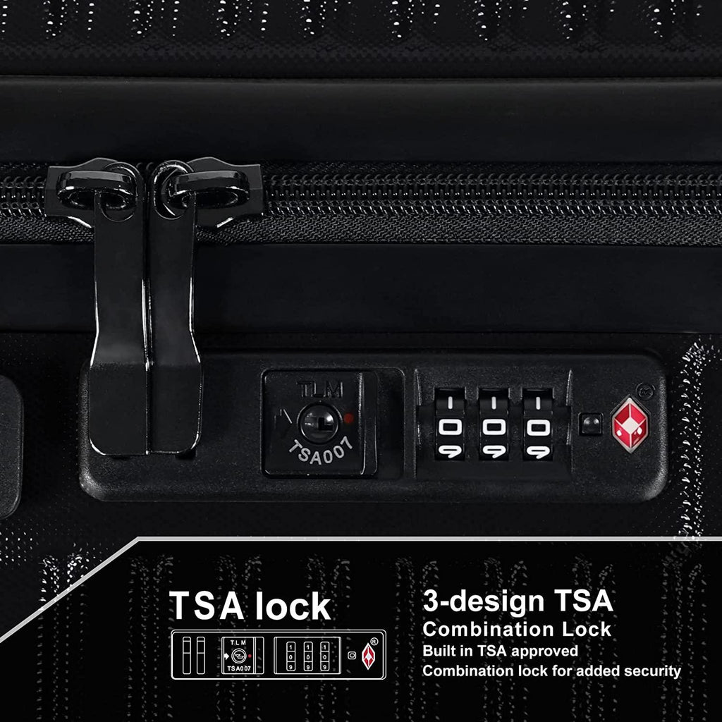 Luggage Expandable(only 28inch) Suitcase PC+ABS Carry On Luggage with Spinner Wheels TSA Lock 20in 24in 28in, Black 28inch, L(28 Inch Expandable Luggage) (JZR0001)