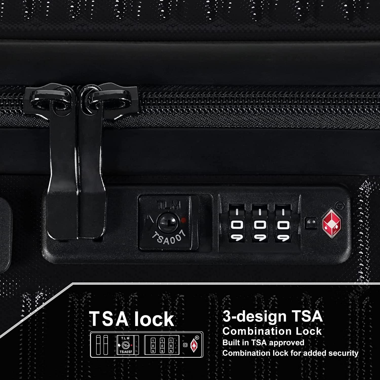 Luggage Expandable(only 28inch) Suitcase PC+ABS Carry On Luggage with Spinner Wheels TSA Lock 20in 24in 28in, Black 28inch, L(28 Inch Expandable Luggage) (JZR0001)