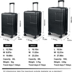 Luggage Expandable(only 28inch) Suitcase PC+ABS Carry On Luggage with Spinner Wheels TSA Lock 20in 24in 28in, Black 28inch, L(28 Inch Expandable Luggage) (JZR0001)
