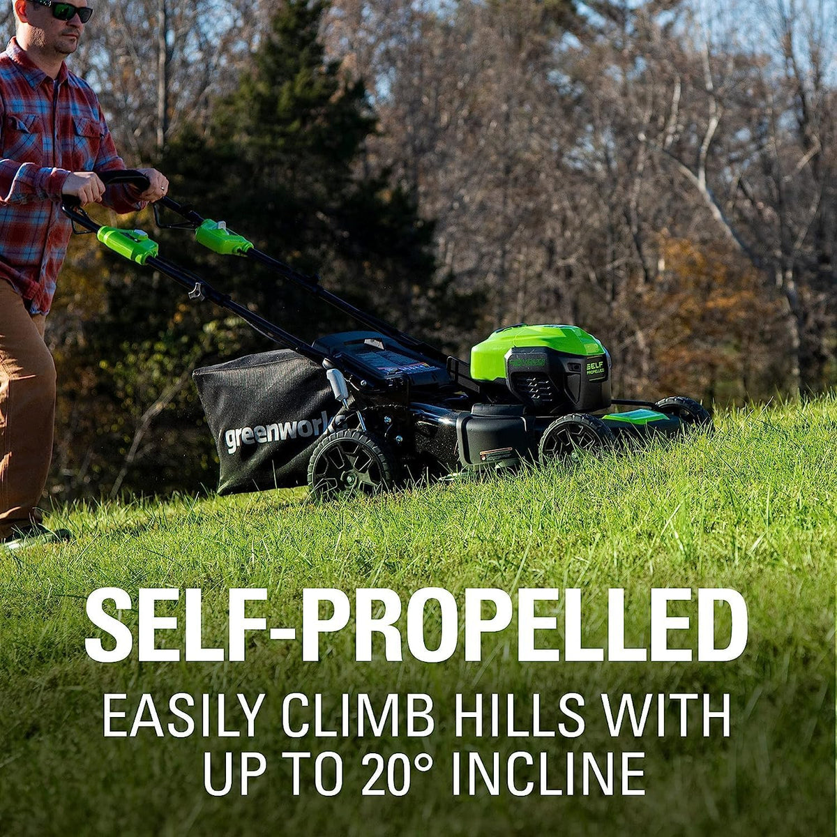 40V 21" Self-Propelled Lawn Mower,Axial Leaf Blower(500 CFM / 120 MPH),13" String Trimmer with 2 Batteries(5Ah+2Ah) &amp; Chargers