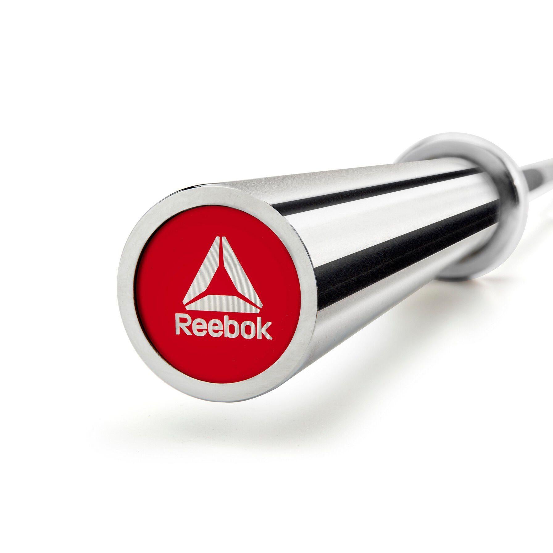 Reebok 15 Kg Weightlifting Workout Steel Fitness Power Training Barbell, Silver