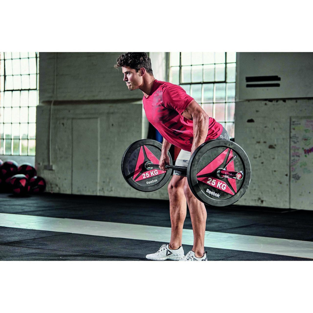Reebok 15 Kg Weightlifting Workout Steel Fitness Power Training Barbell, Silver