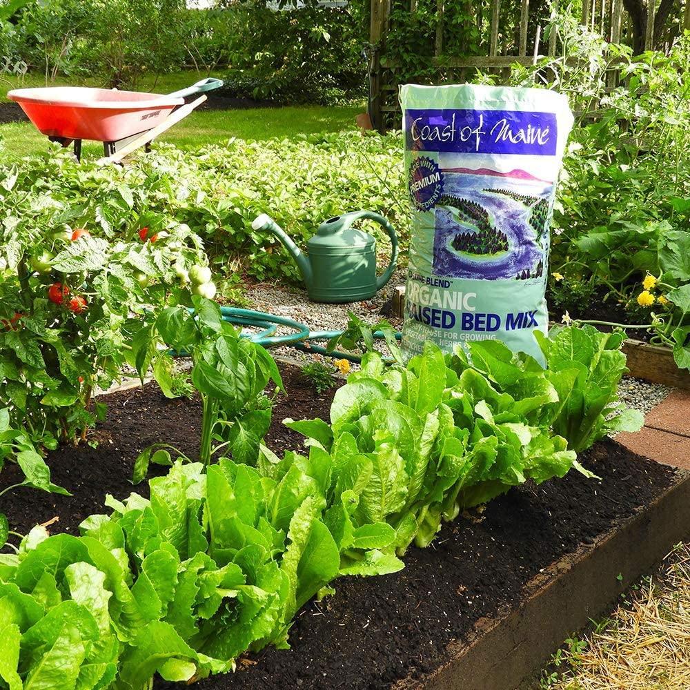 coast of maine castine blend organic raised bed soil mix with all natural ingredients for vegetables, herbs, and flowers, 1 cubic feet (4 pack)