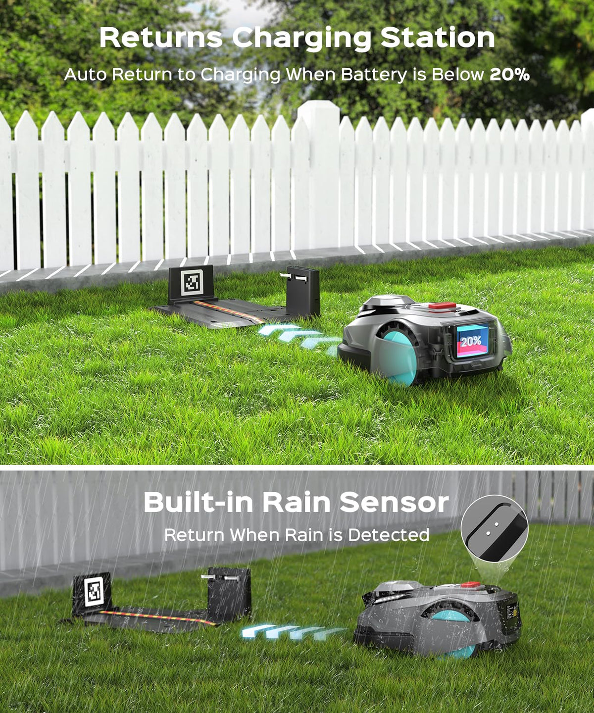 N1600 PRO Robot Lawn Mower, Wireless  with RTK+Vision Navigation, 0.4 Acre Coverage, APP Smart Control Robot Lawn Mower, Multi-Zone Mowing, Curved Path, Adjustable Cutting Height