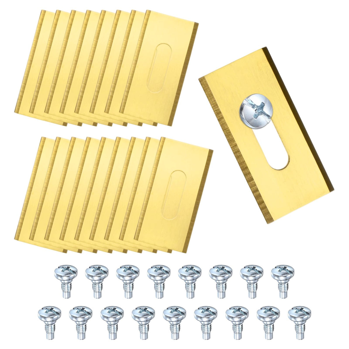 36-Pack Robotic Lawnmower Replacement Blades, 35x18x0.6mm  Steel Robotic Lawn Mower Accessories with Screws for Outdoor, Robust Mowing Spare Parts Blades [Gold Tone]