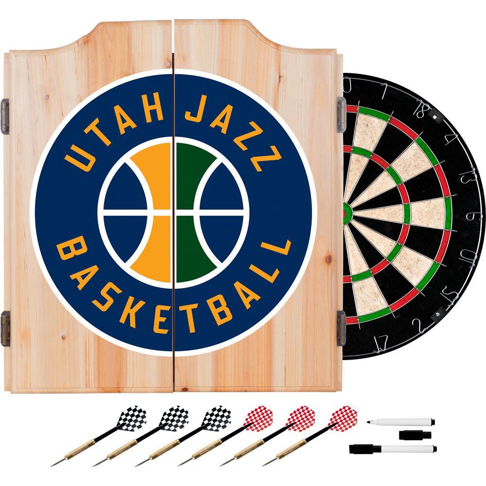 NBA Utah Jazz Wood Finish Dart Cabinet Set