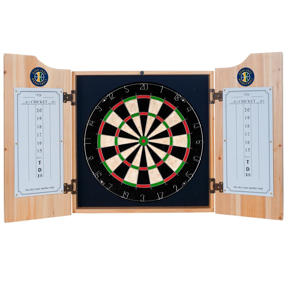 NBA Utah Jazz Wood Finish Dart Cabinet Set