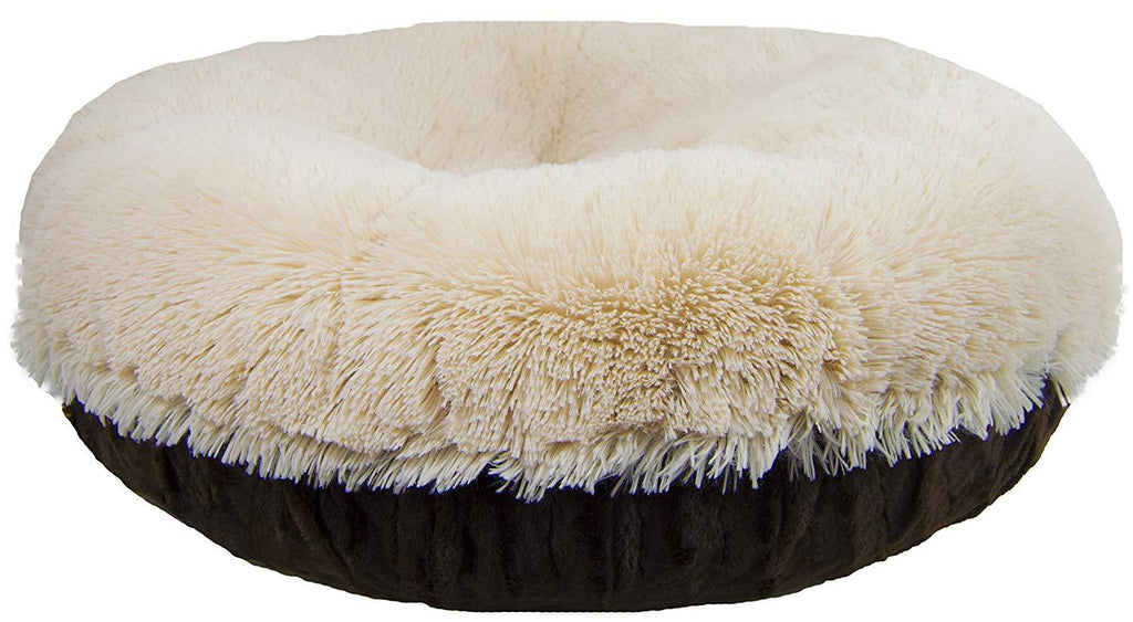 BESSIE AND BARNIE Signature Godiva Brown/Blondie Luxury Shag Extra Plush  Fur Bagel Pet/Dog Bed (Multiple Sizes)