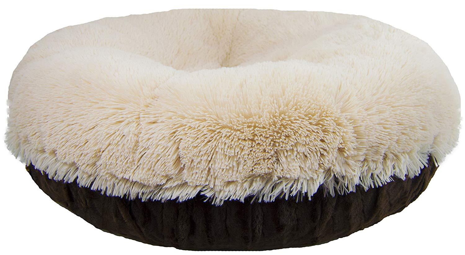 BESSIE AND BARNIE Signature Godiva Brown/Blondie Luxury Shag Extra Plush  Fur Bagel Pet/Dog Bed (Multiple Sizes)