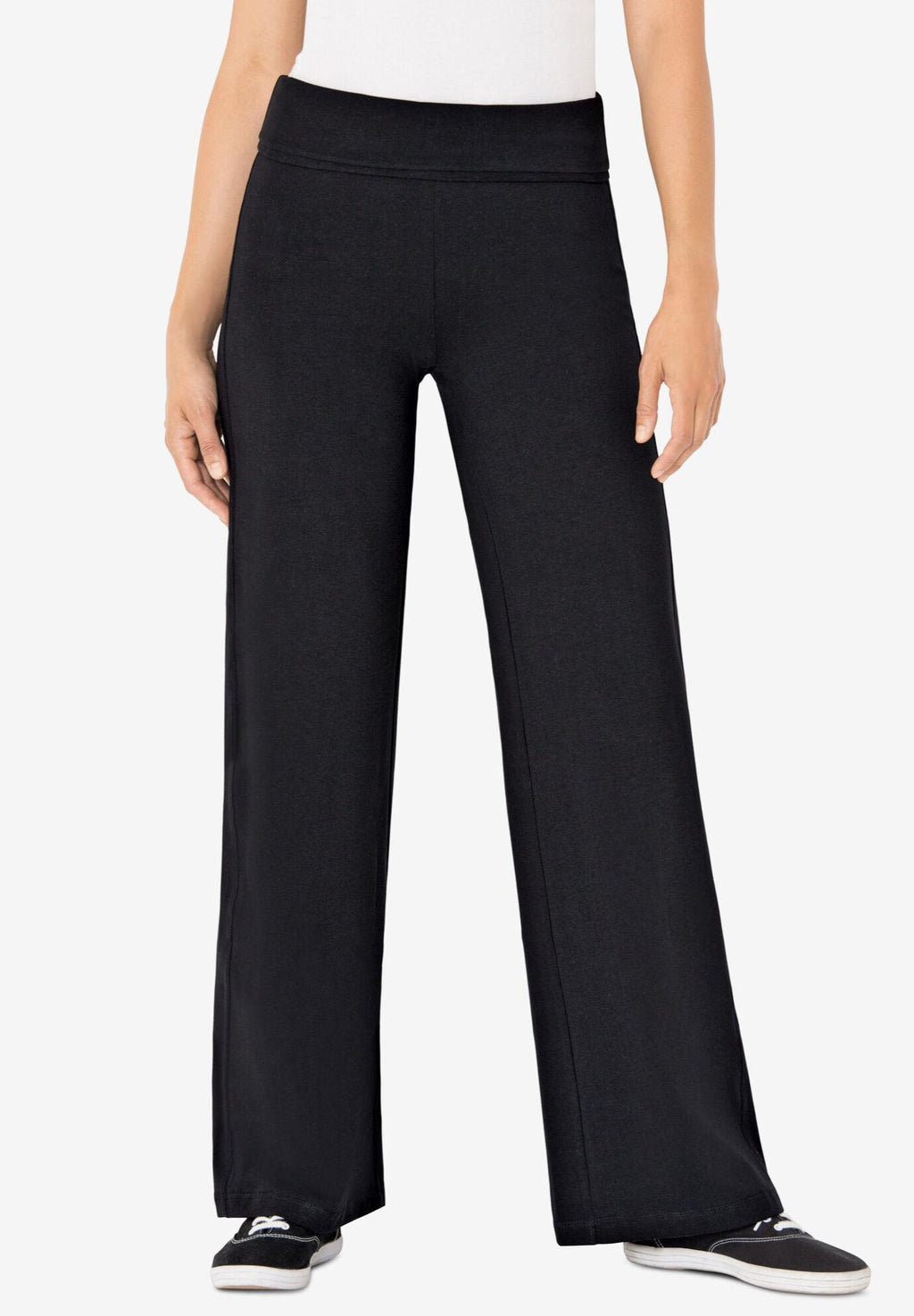 stretch cotton wide leg pant
