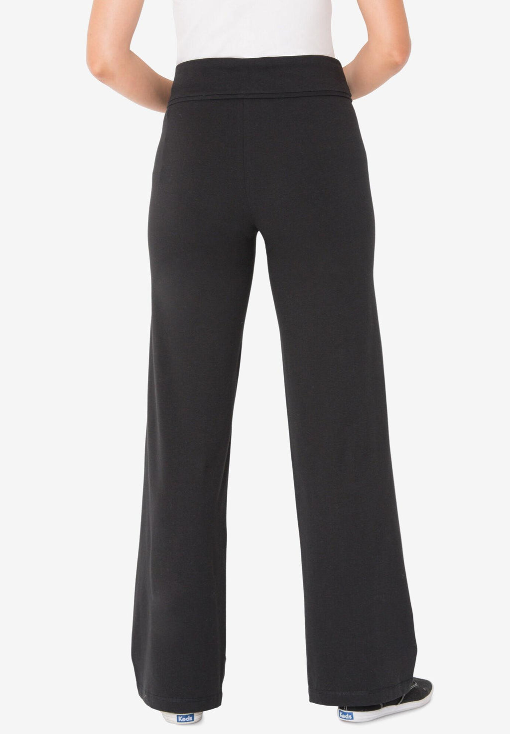 stretch cotton wide leg pant