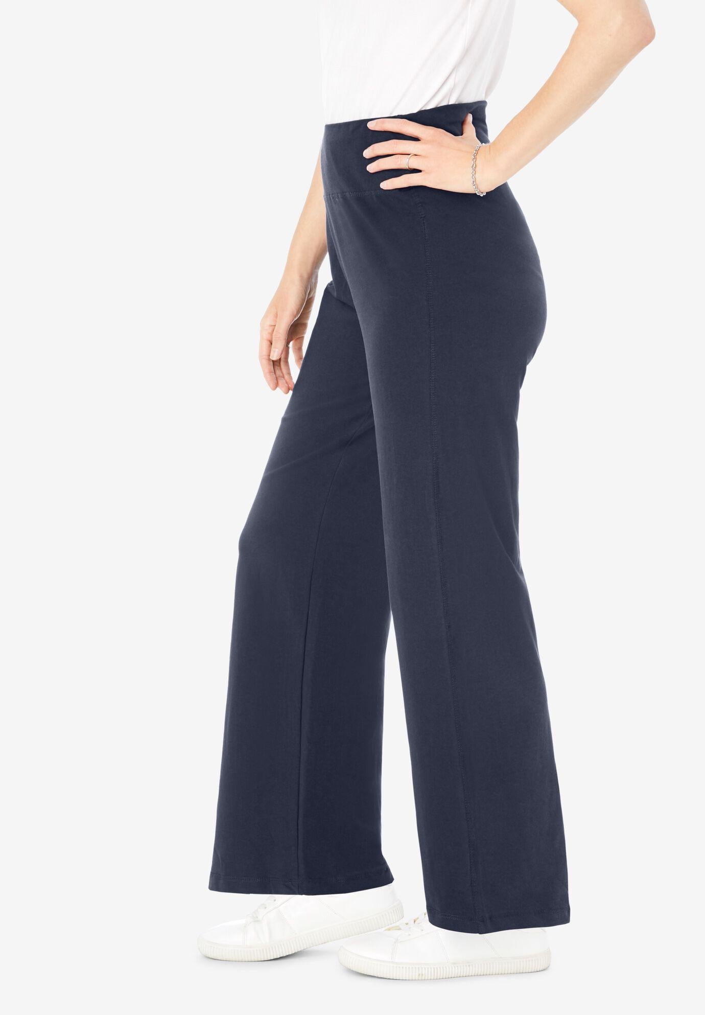 stretch cotton wide leg pant